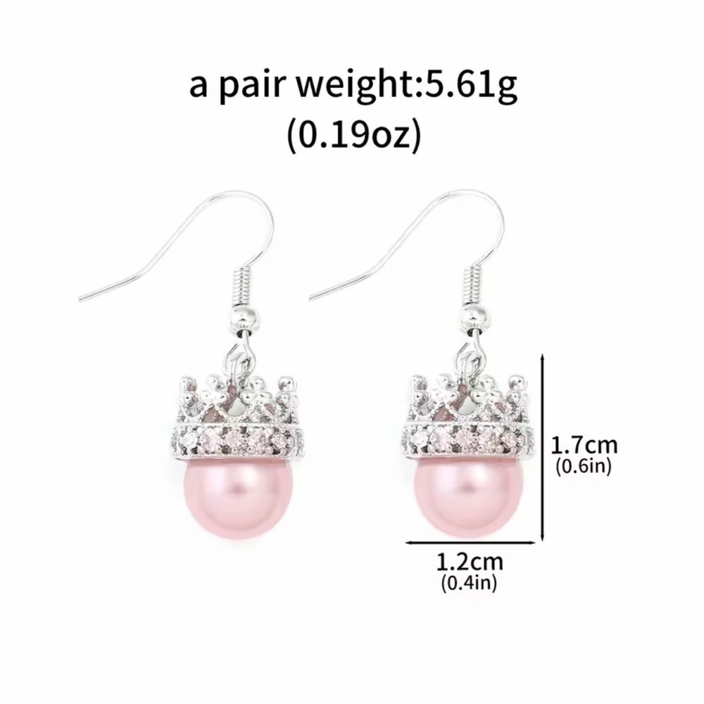 Wicked Glenda The Good Witch Faux Pink Pearl Necklace & Earrings Set Silver Tone - Picture 9 of 13